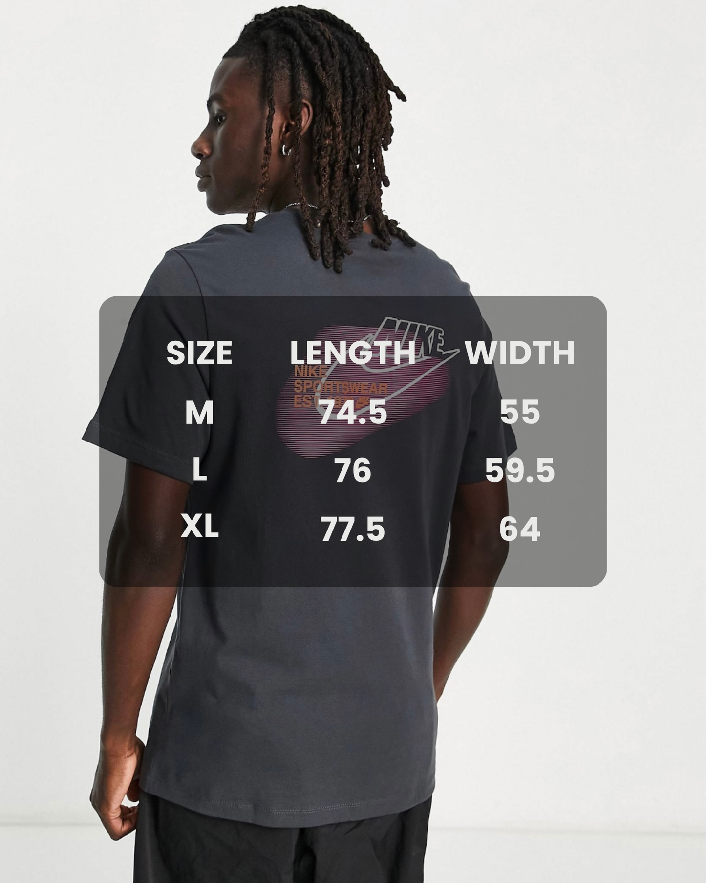 NIKE T-SHIRT WITH DOUBLE LOGO IN SMOKE GREY