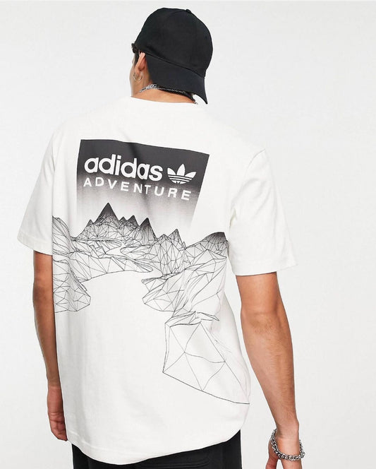 ADIDAS ORIGINALS ADVENTURE BACK PRINT MOUNTAIN TSHIRT IN WHITE