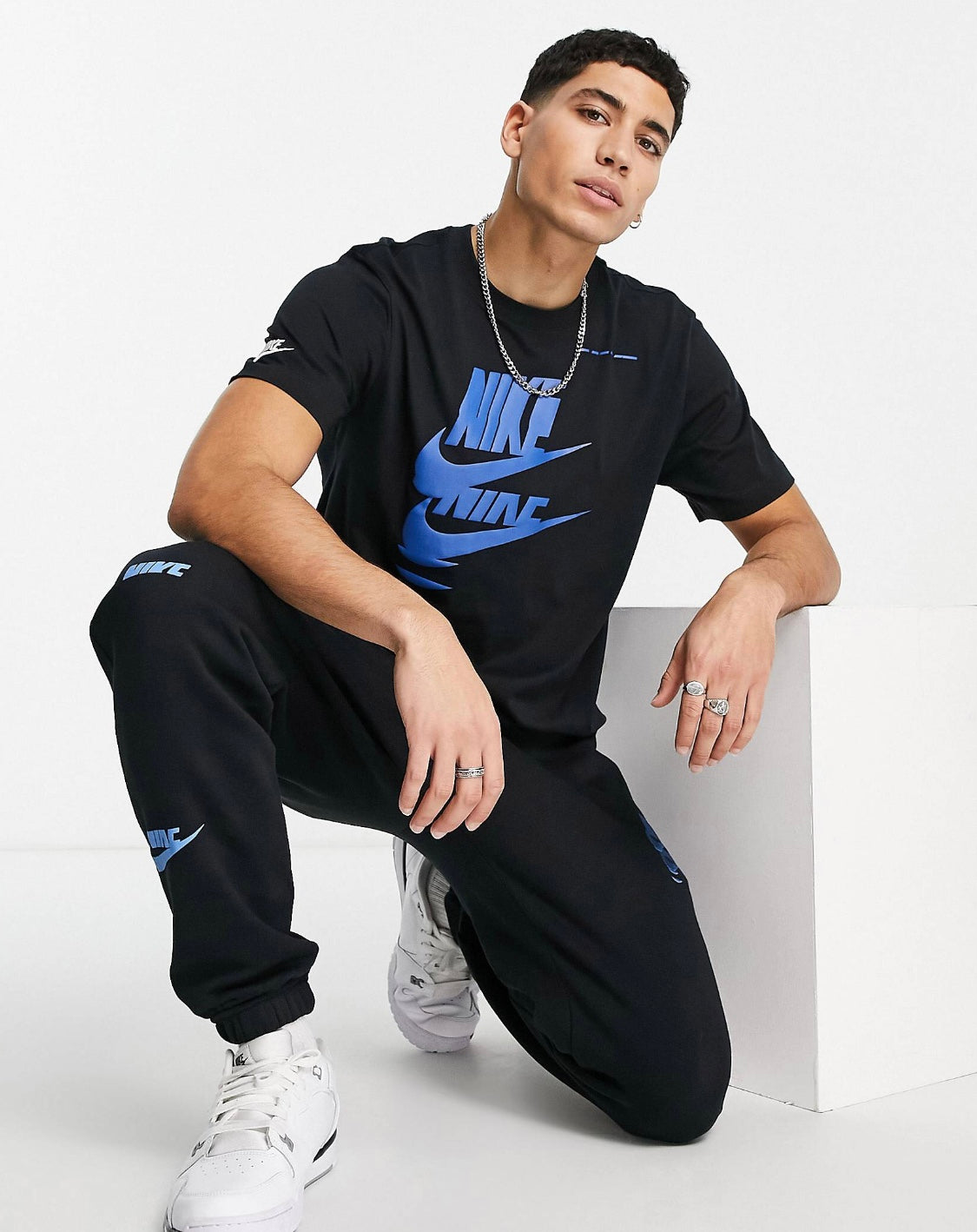 NIKE MULTI LOGO TSHIRT IN BLACK