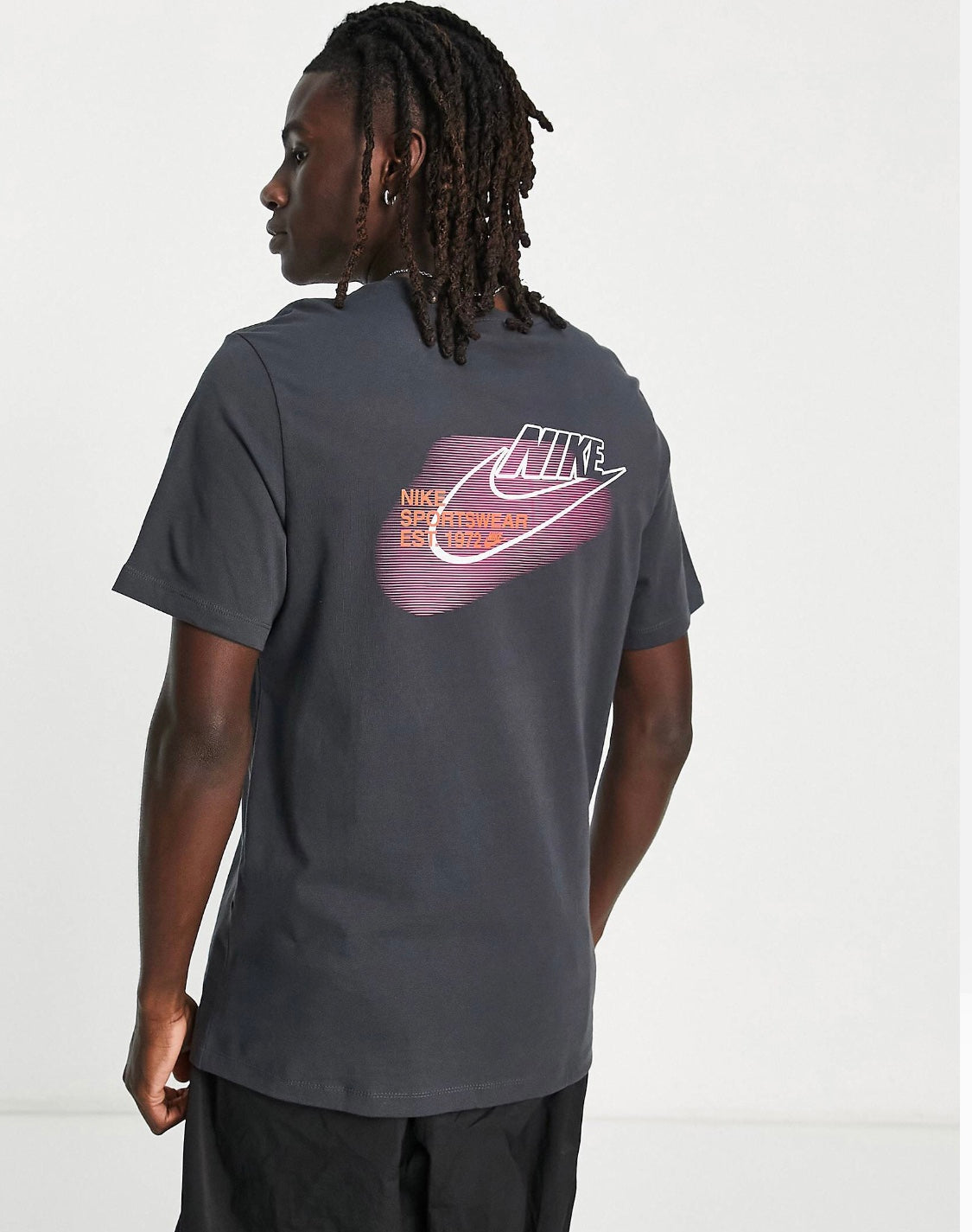 NIKE T-SHIRT WITH DOUBLE LOGO IN SMOKE GREY