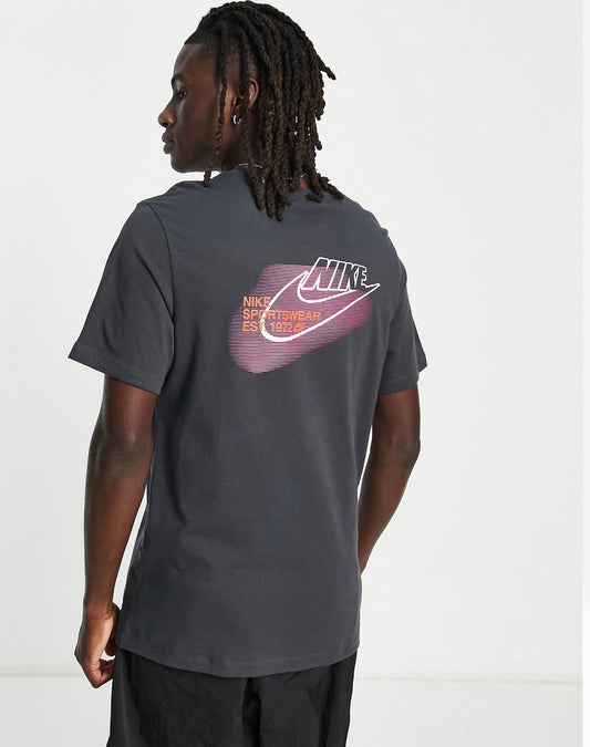 NIKE T-SHIRT WITH DOUBLE LOGO IN SMOKE GREY