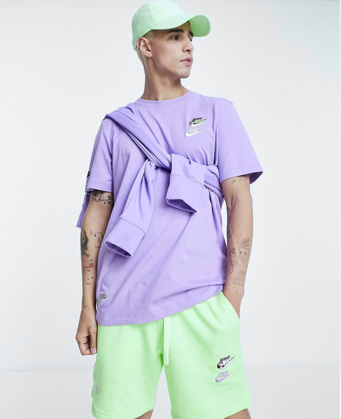 NIKE MULTI LOGO TSHIRT IN PURPLE