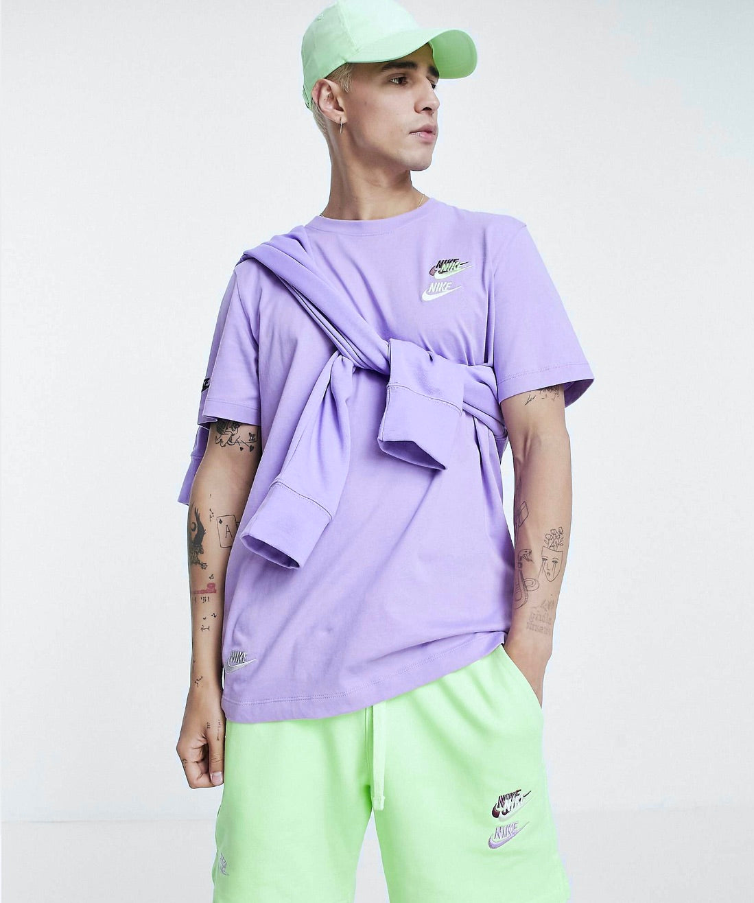 NIKE MULTI LOGO TSHIRT IN PURPLE